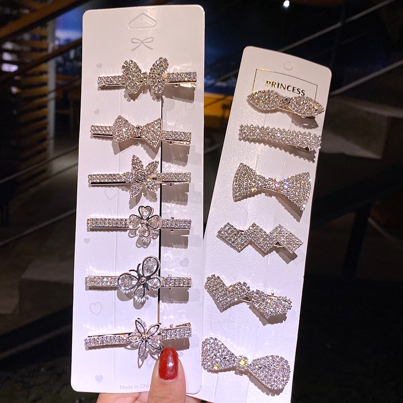 新款气质百搭水钻刘海边夹侧边发夹带钻夹子头饰时尚鸭嘴夹发卡女