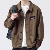 翻领夹克休闲上衣服 工装 清仓捡漏纯棉牛仔外套男秋季 日系复古男士