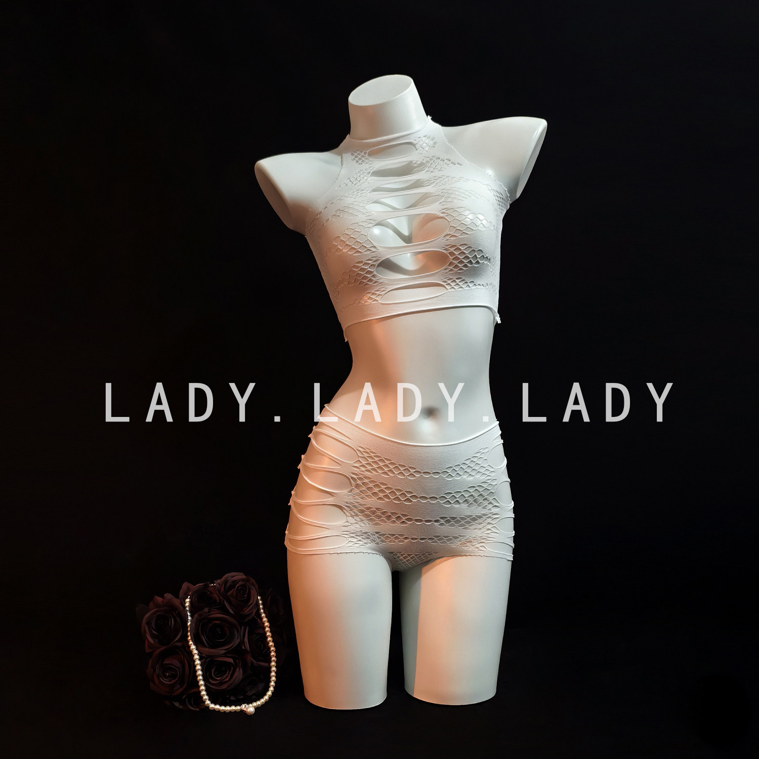 Lady性感内衣分体式镂空网衣高弹力纯欲情侣约会套装qqny可撕趣情