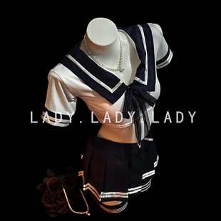 Lady学生水手服JK制服套装海军领cos纯欲学院风性感超短裙qqny