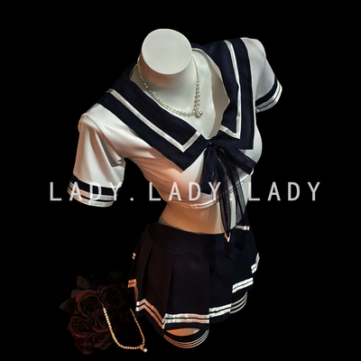 Lady学生水手服JK制服套装海军领cos纯欲学院风性感超短裙qqny