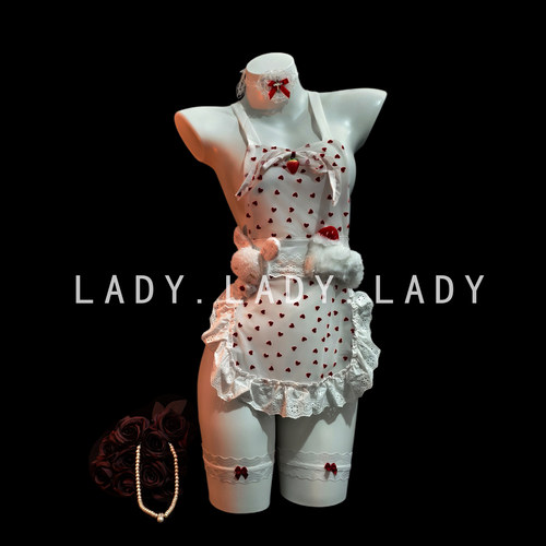 Lady甜美女仆cos服小胸爱心战袍jk情趣纯欲制服围裙性感qqny内衣