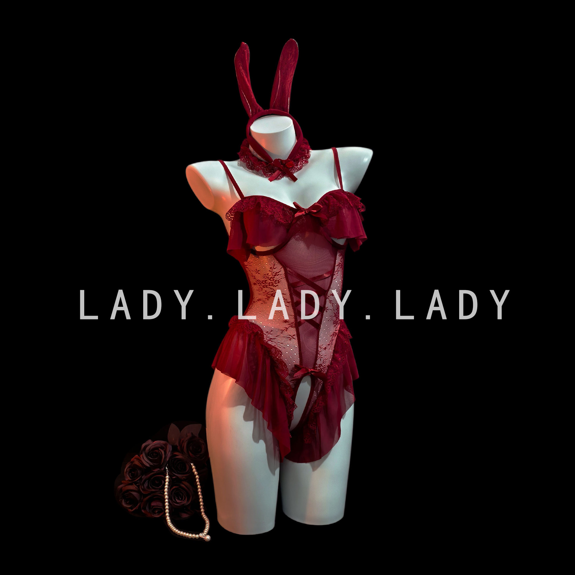 Lady兔女郎圣诞节服装女红色战袍连体衣情趣性感睡衣qqny配件内衣