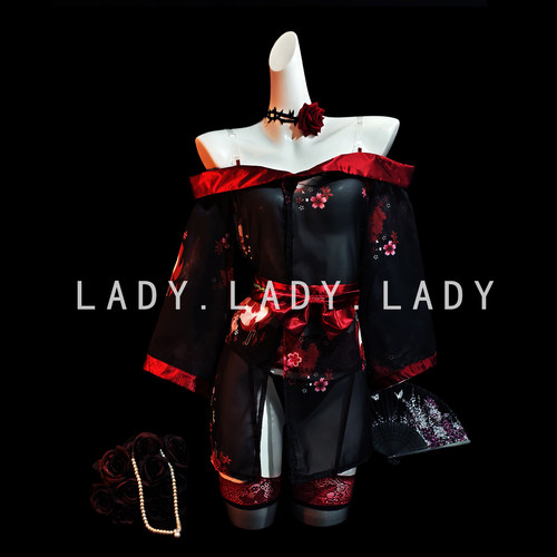 Lady性感睡裙日式和服cos制服透视情趣约会战袍大码内衣纯欲qqny