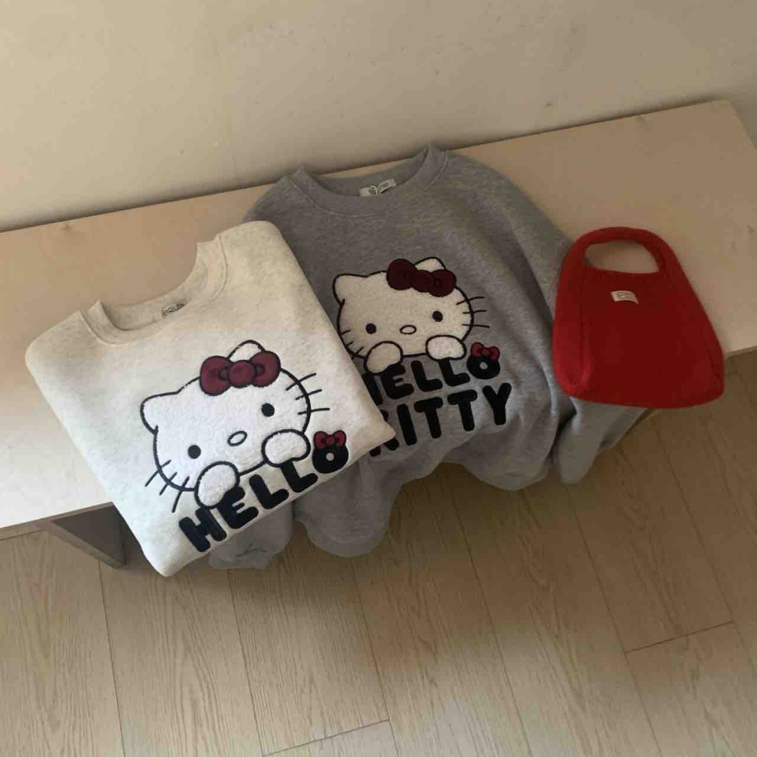 韩系25年冬款头像KT猫卡通短款女生加绒卫衣韩版宽松长袖女士上衣