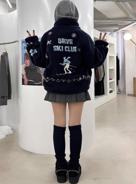 现货韩国代购杨超越同款GROVE冬季新款TINTA滑雪羊羔毛夹克外套女