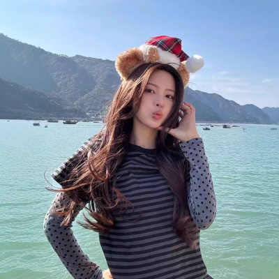 韩国小众潮牌nocontent 杨超越同款Multi条纹波点假两件长袖T恤