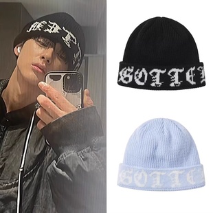 韩国金旻奎同款gotter gallery字母秋冬冷帽毛线帽针织帽子男女款