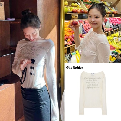 韩版明星同款ins翅膀微透长袖t潮