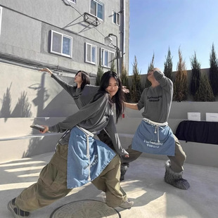 2025春季新款韩国东大门潮牌珠片亮片韩版字母长袖T恤女上衣潮流