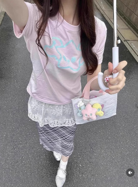 韩国小众潮牌shalom联名nct短袖星星圆领短袖t恤女上衣休闲夏