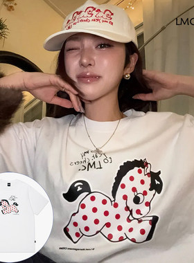 马年限定~博主同款~韩国设计师品牌LMC波点小马图案印花短袖T恤潮