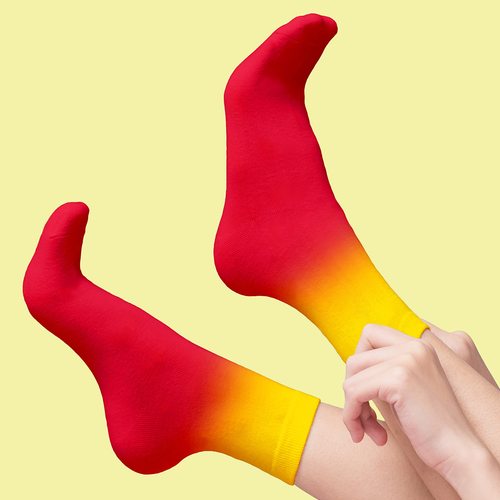 鸡尾酒踝袜彩虹渐变色棉袜一双装