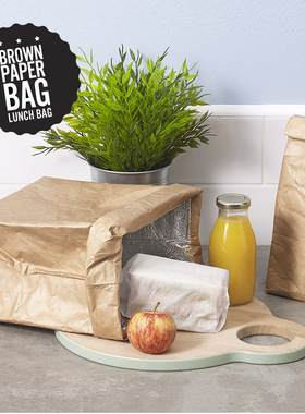 英国Luckies 棕色纸质午餐袋户外防水防漏防撕磁吸封口野餐包