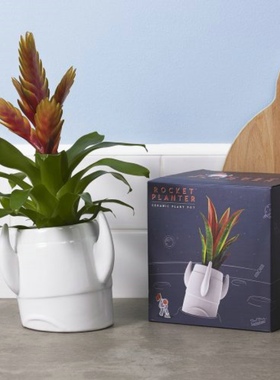 英国Luckies 创意火箭花盆Rocket Planter 航天器盆栽陶瓷礼物