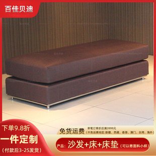 现代简约拆洗布艺长凳民宿床尾双层紫咖色沙发凳多色可选