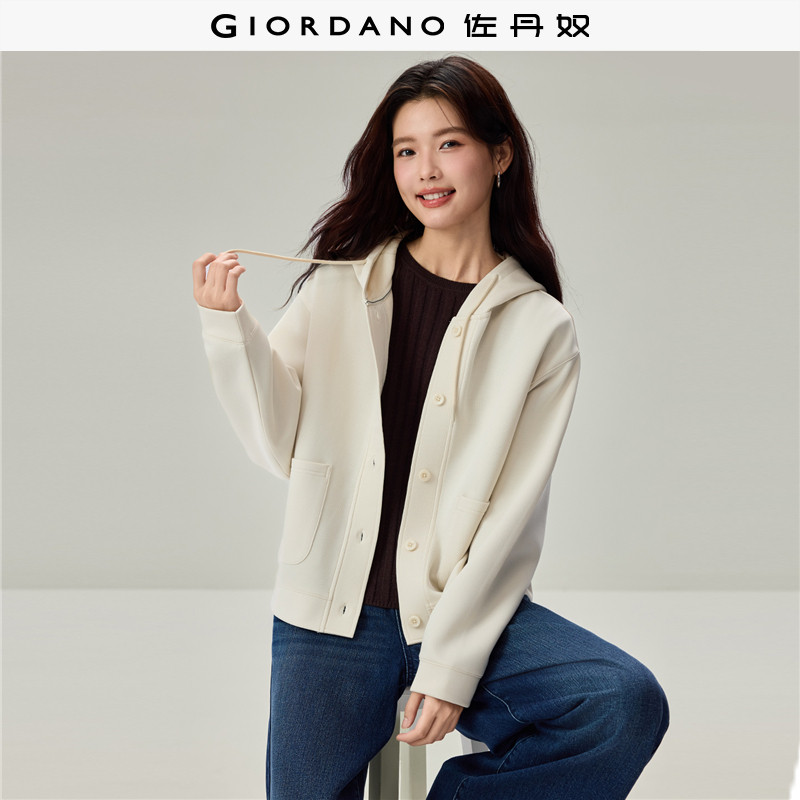Giordano口袋卫衣外套连帽图片