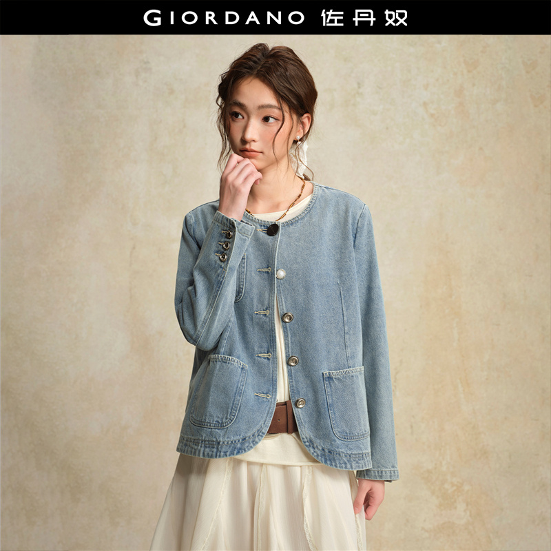 Giordano不规则纽扣牛仔外套