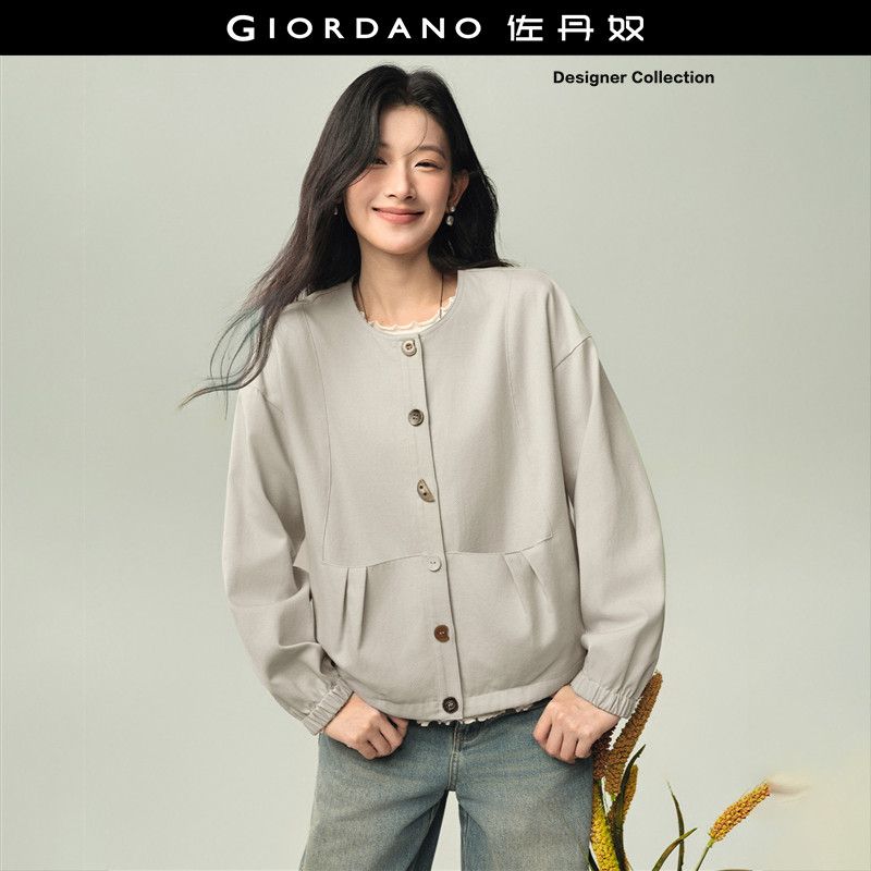 Giordano圆领短外套异型纽扣图片