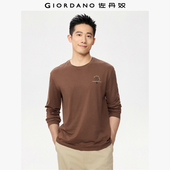 佐丹奴2026年春新款 纯棉动物灯泡主题印花圆领长袖 T恤男01095782