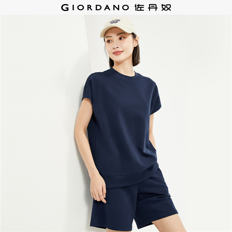 佐丹奴短袖t恤女新款纯棉卫衣布破骨宽松连袖圆领上衣女05324415