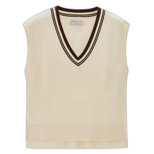 佐丹奴老钱风马甲女外搭极细针织衫减龄撞色V领针织背心13354683