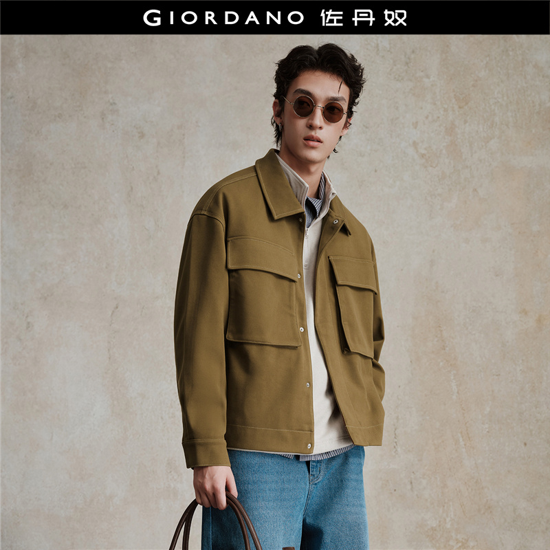 Giordano翻领工装口袋夹克外套