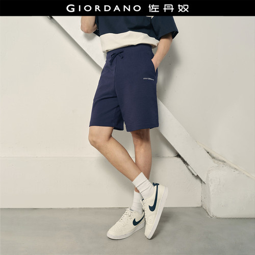 Giordano松紧腰卫裤短裤印花