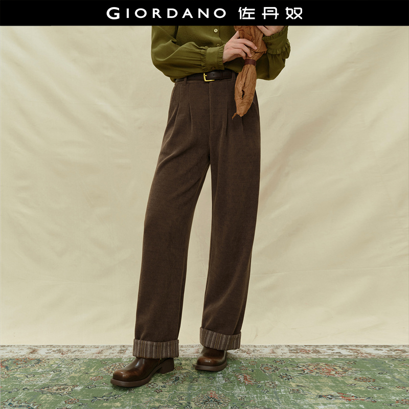 半松紧腰Giordano灯芯绒休闲裤