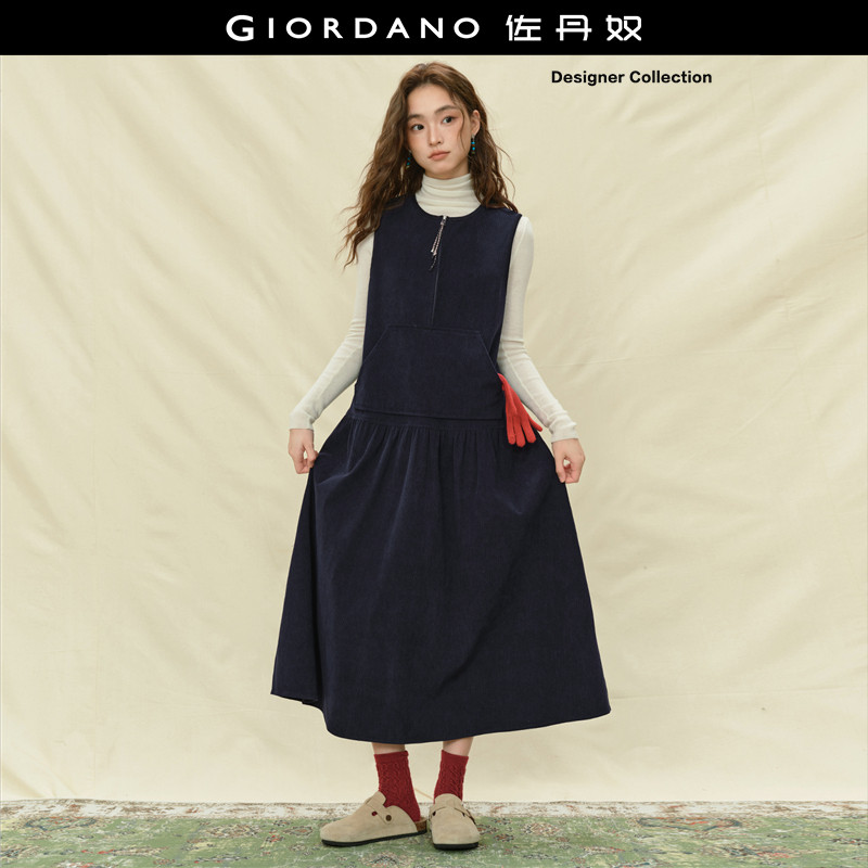 Giordano背心裙灯芯绒半开襟