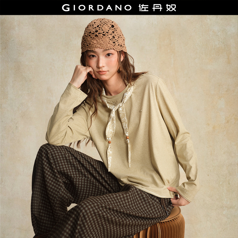 Giordano/佐丹奴金属标长袖T恤