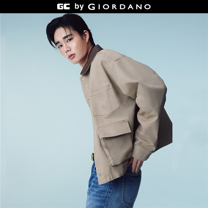 GC2026年春外套男纯棉刺绣多口袋宽松拼接翻领巴恩风夹克12076620