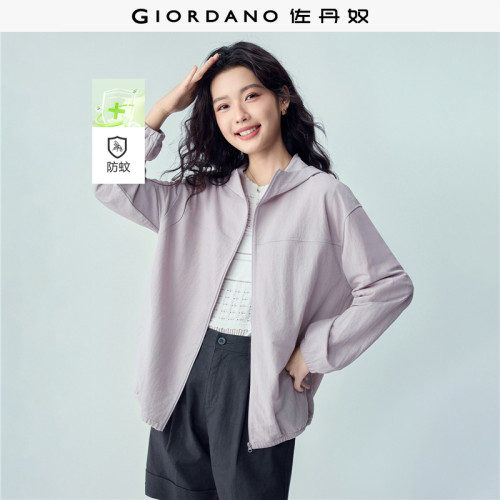Giordano针织布防蚊短外套连帽