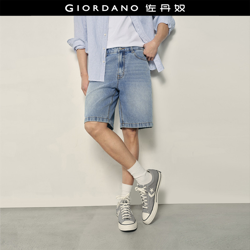 【韩国同款】佐丹奴裤子男夏季复古风纯棉中低腰牛仔短裤01106595