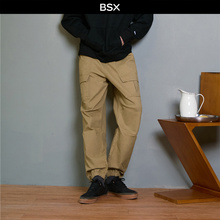 BSX2026年春新款裤子男口袋休闲工装裤抽绳松紧腰束脚裤04115160