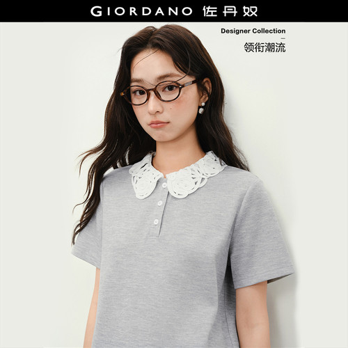 Giordano短袖POLO衫蕾丝翻领