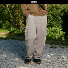 BSX秋冬新款加绒裤子男刺绣工装裤半松紧腰可束脚休闲裤04115683