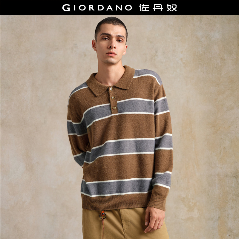 GiordanoPOLO领针织衫撞色条纹