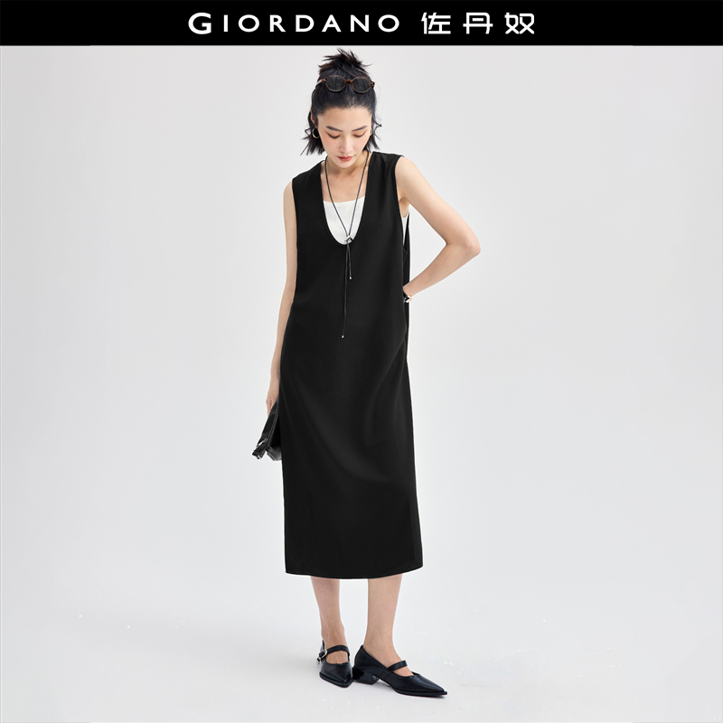 Giordano背心裙西装料连衣裙