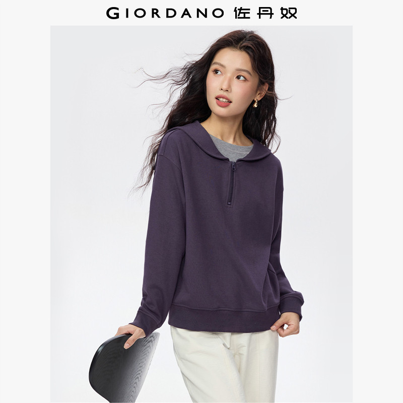 佐丹奴卫衣女春季新款双面布学院风宽松海军领半拉链上衣13325761,女装/女士精品,卫衣/绒衫,淘宝优惠券,粉丝福利购,淘宝优惠卷