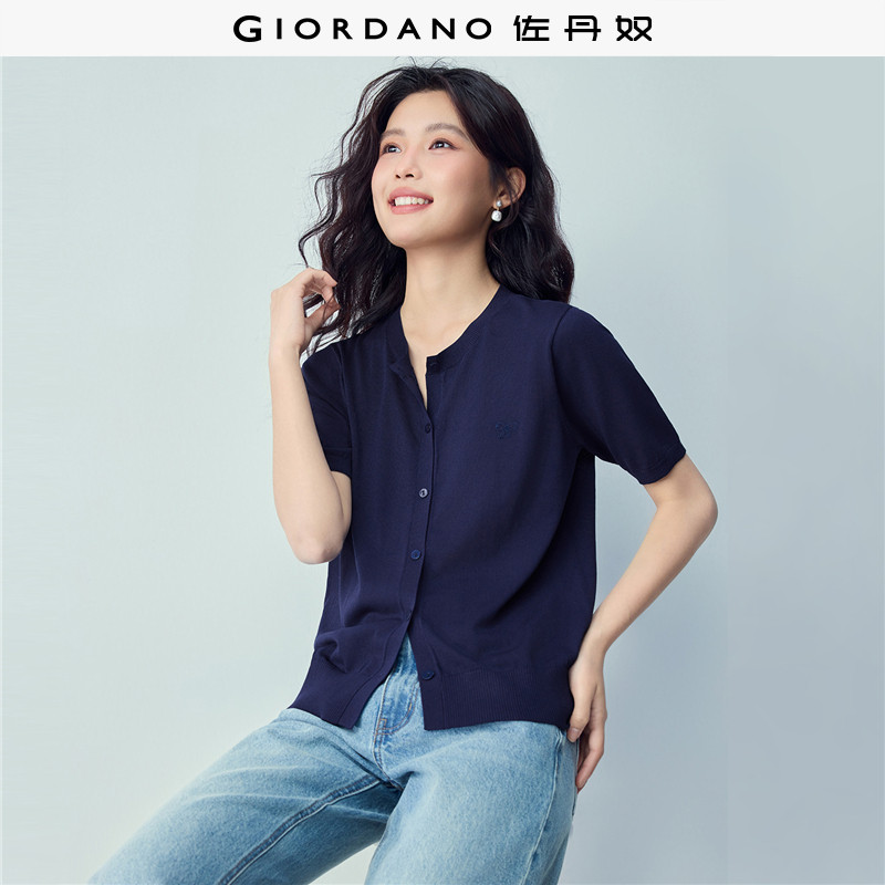 Giordano开衫蝴蝶结刺绣针织衫图片