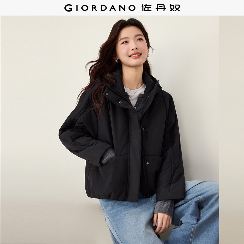 Giordano连帽棉衣外套破骨插肩图片