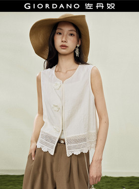 Giordano圆领马甲立体花朵