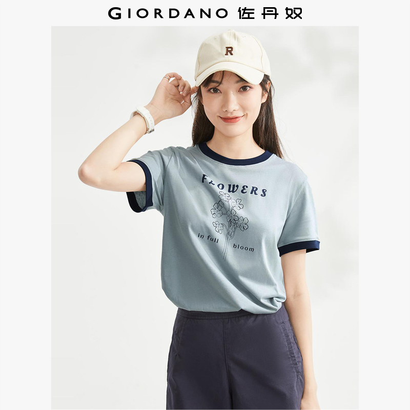 Giordano短袖休闲常规印花T恤
