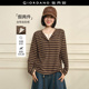 假两件亨利领条纹长袖 设计师款 佐丹奴2026年春新款 T恤女18326202