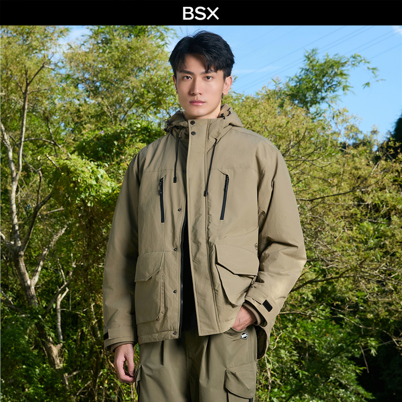 BSX连帽加绒夹克工装多口袋