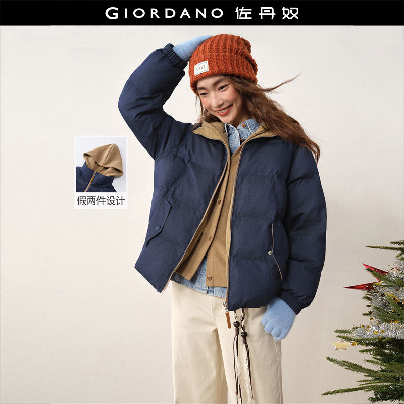 佐丹奴牛仔宽松假两件棉衣外套