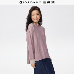 佐丹奴针织衫女装双面穿圆领前短后长宽松套头针织衫 13355771