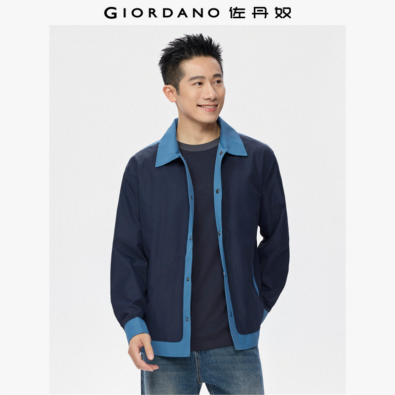 Giordano户外常规风衣翻领