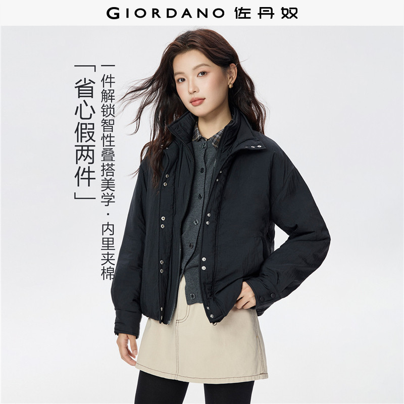 Giordano假两件棉衣外套立领图片